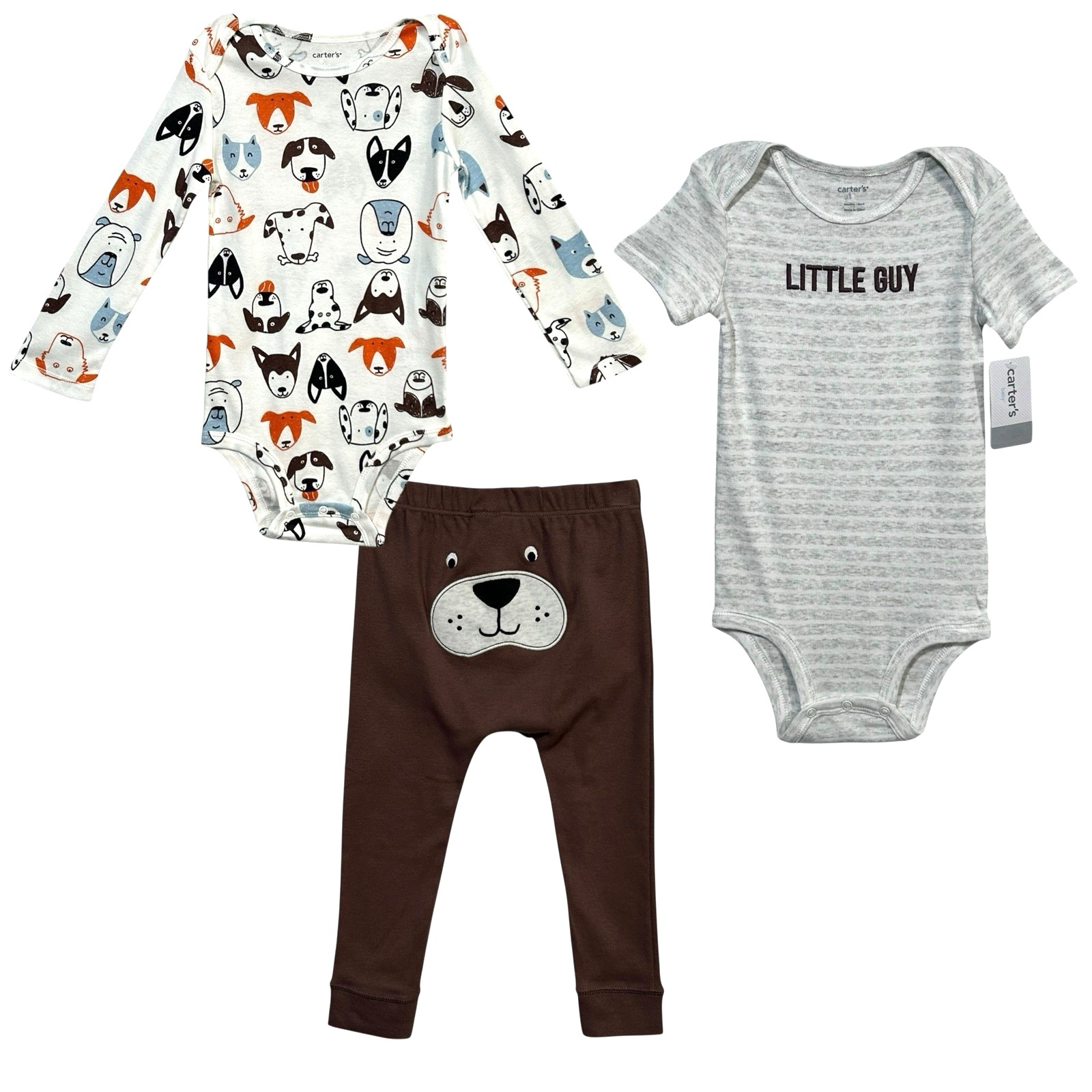 Carters Baby Boys 3pc Pants Top Bodysuit Outfit Set Size 12m Long -Short Sleeve
